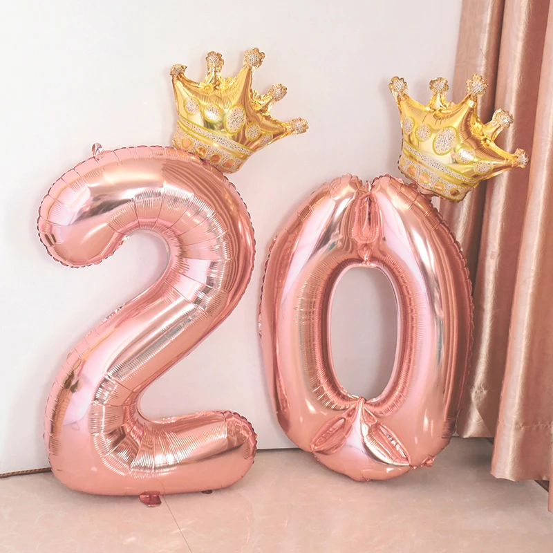 32inch Rose Gold Aluminum Foil Digital Balloon Number Balloon Birthday Party Wedding Xmas Decoration Kids Baby Shower Air Globos