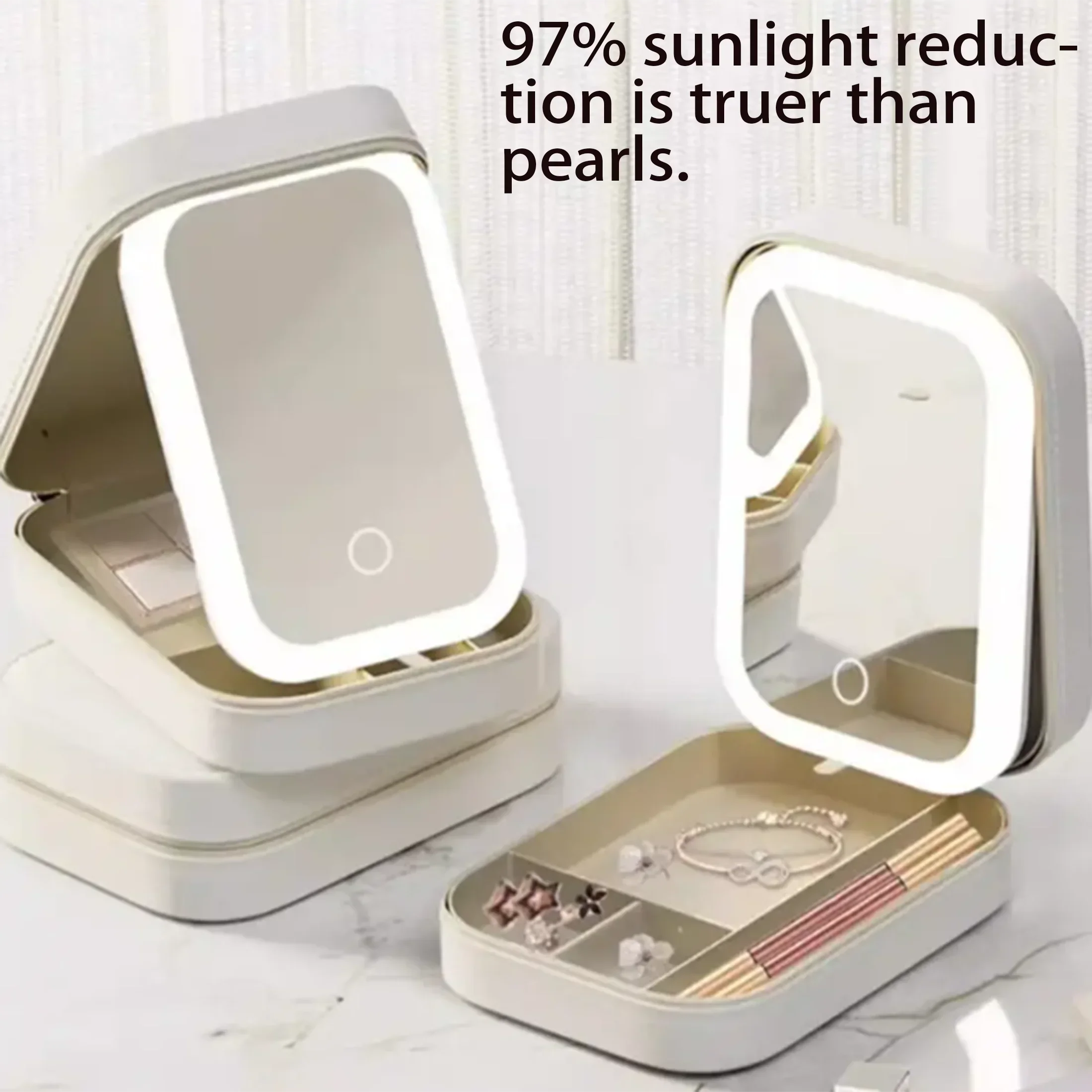 1pc LED Lighted Makeup Bag with Adjustable Dividers - Portable TravelCosmetic Case, USB Rechargeable