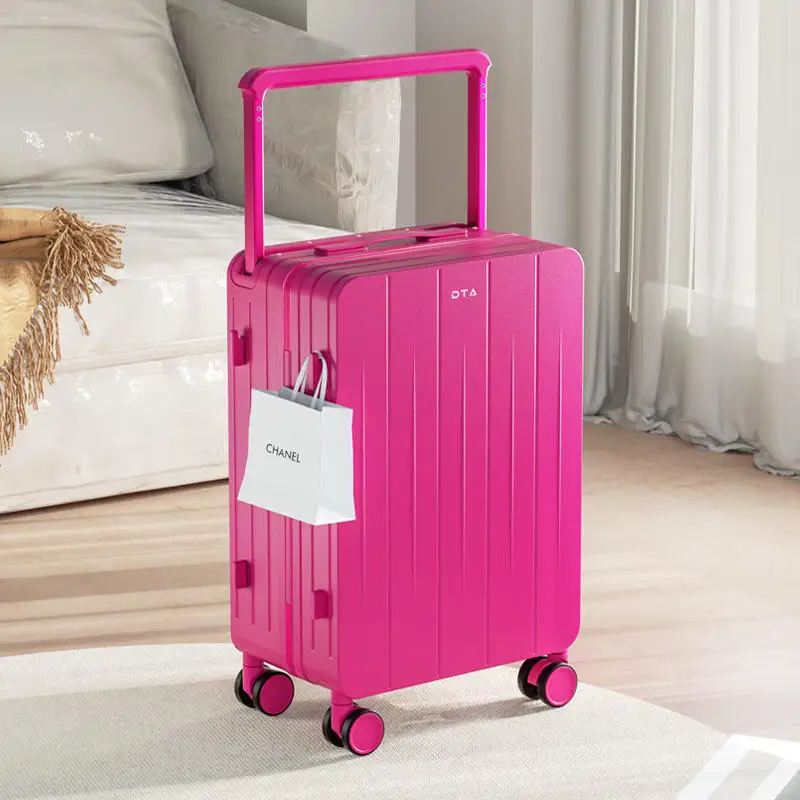 GraspDream Gepäck weiblich 20" kleiner Trolley-Koffer neuer hochwertiger Koffer Level Travel 24 hellrosa Lederkoffer 5