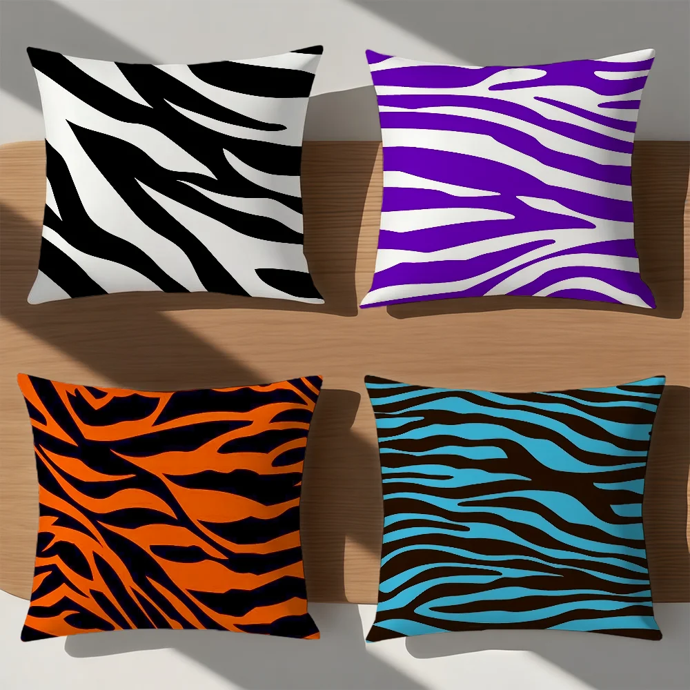 Fashion Zebra Print Cushion Cover For Pillow Case Sofa Bedroom Living Room Office Bedside Table Backrest Printing Square