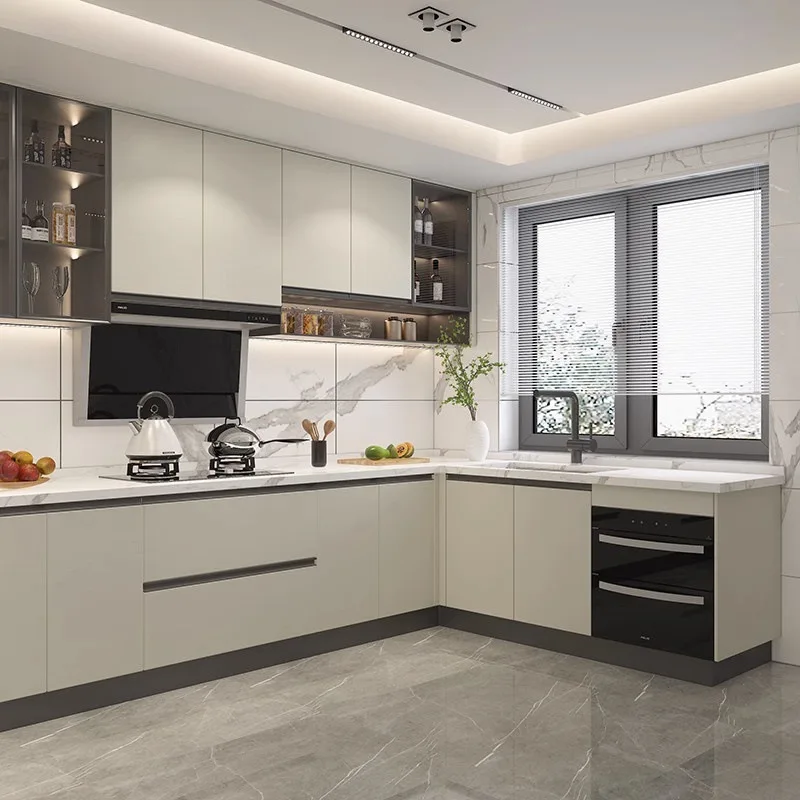 خزانة المطبخ الحديثة البسيطة خزانة حجر الكوارتز يمكن تخصيصها خزانة لوحة حجم اللون #2