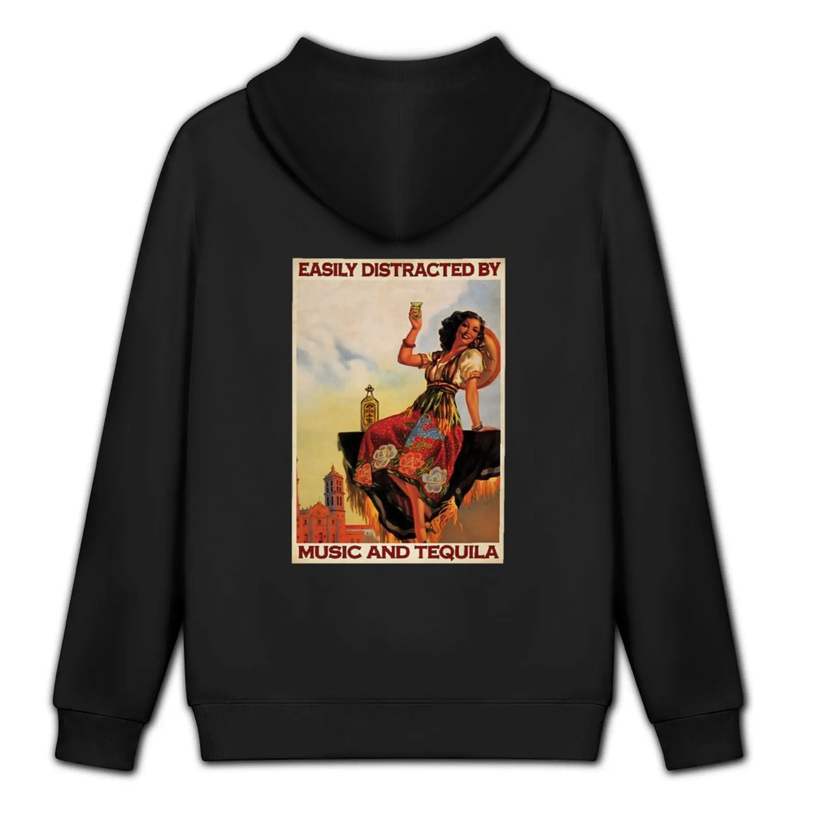 Easily Distracted By Music And Tequila Gift Girl Love Music Tequila Hoodie autumn jacket men men's sweat-shirt autumn hoodie