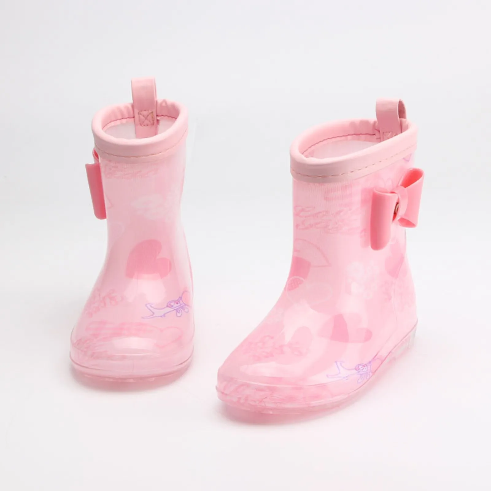 Kids PVC Rubber Rain Boots Girls Boys Water Shoes Cute Print Waterproof Slip On Shoes For Children Rain Shoes Toddler Rain Boots