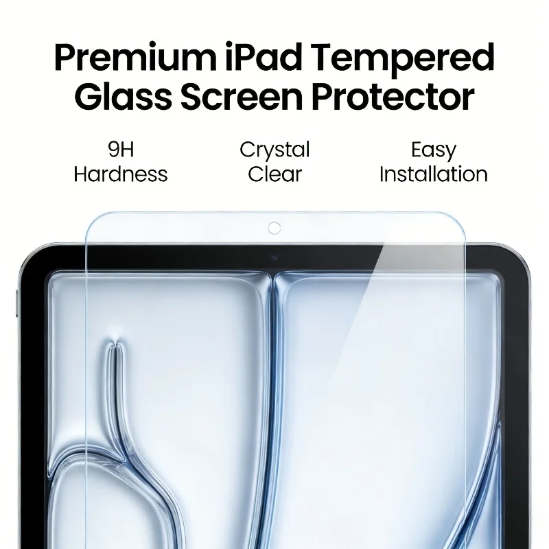 Pack of 2, suitable for Apple iPad Pro 11-inch 2024 tempered glass screen protector, 9H hardness, scratch-resistant and wear