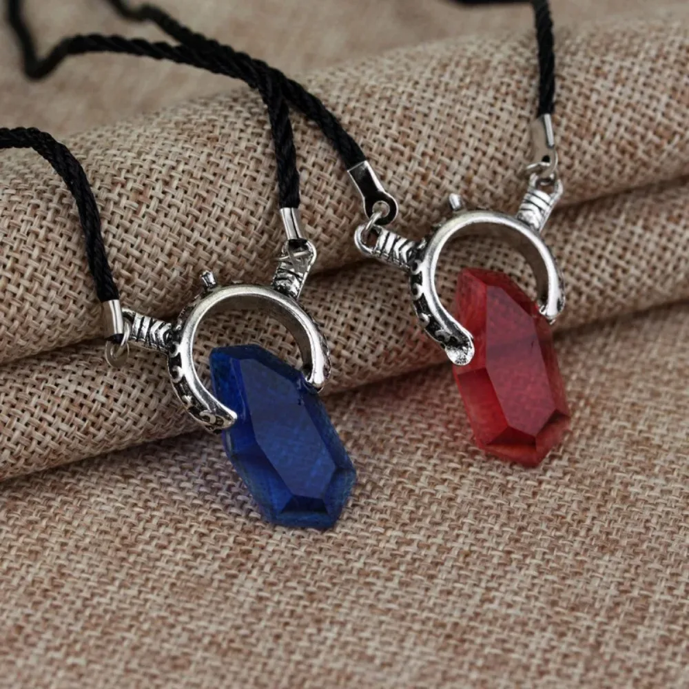 Simple Fashion Ghost Anime Demon Hunter Soul Stone Necklace Red Crystal Dante Pendant Men and Women Role-playing Jewelry Gifts