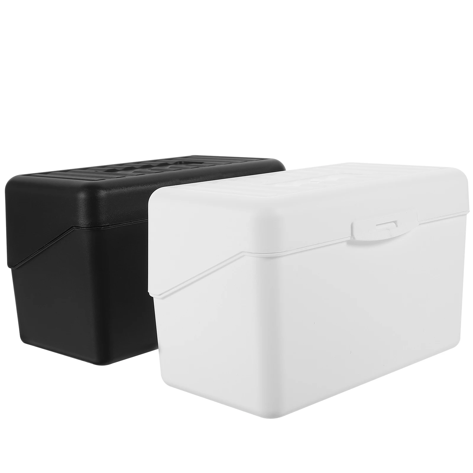 2Pcs Desktop Business Cards Box with Lid Multi-Functional Card File Box for Index Cards and Notes Easy Clean Organizer Storage