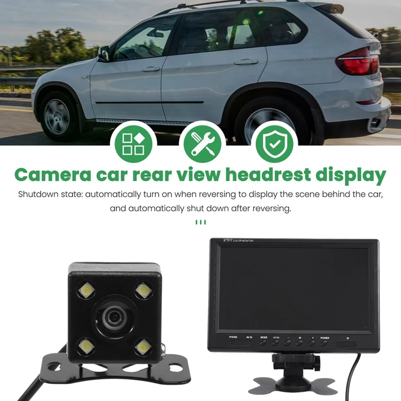 1Set HD -Compatible VGA/AV TV DVD Player Camera Rear View Headrest Monitor Parking Rearview System