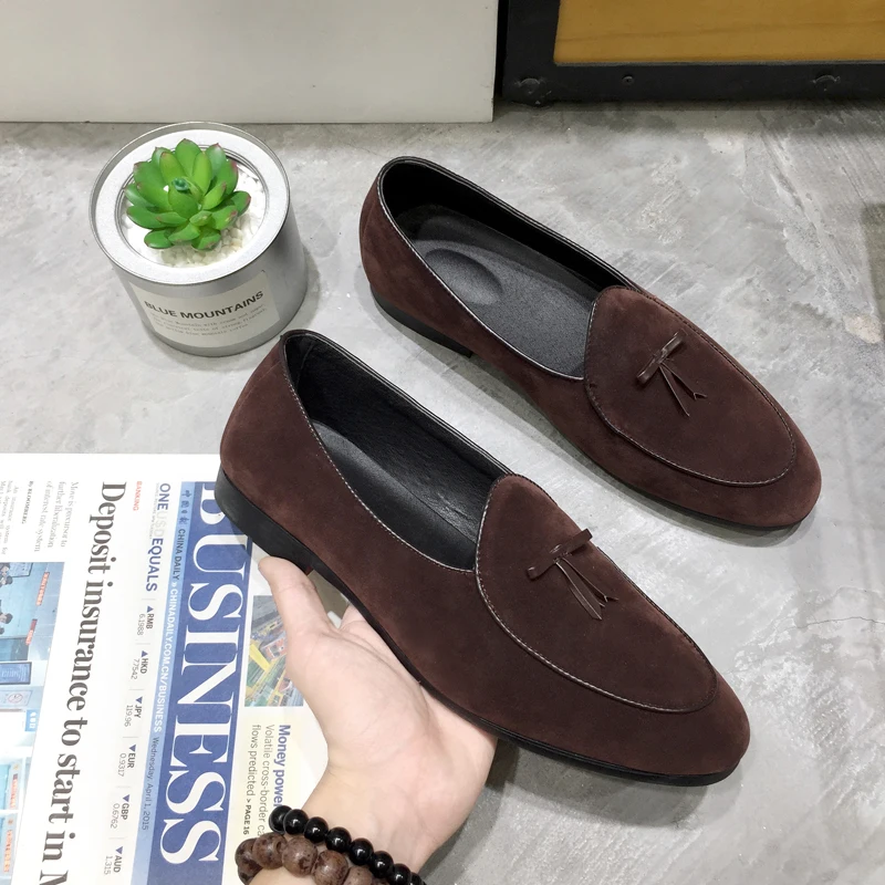 Leather Loafers Men Casual Shoes Breathable Business Office Shoes For Men Driving Moccasins Luxury Designer Slip On Tassel Shoe