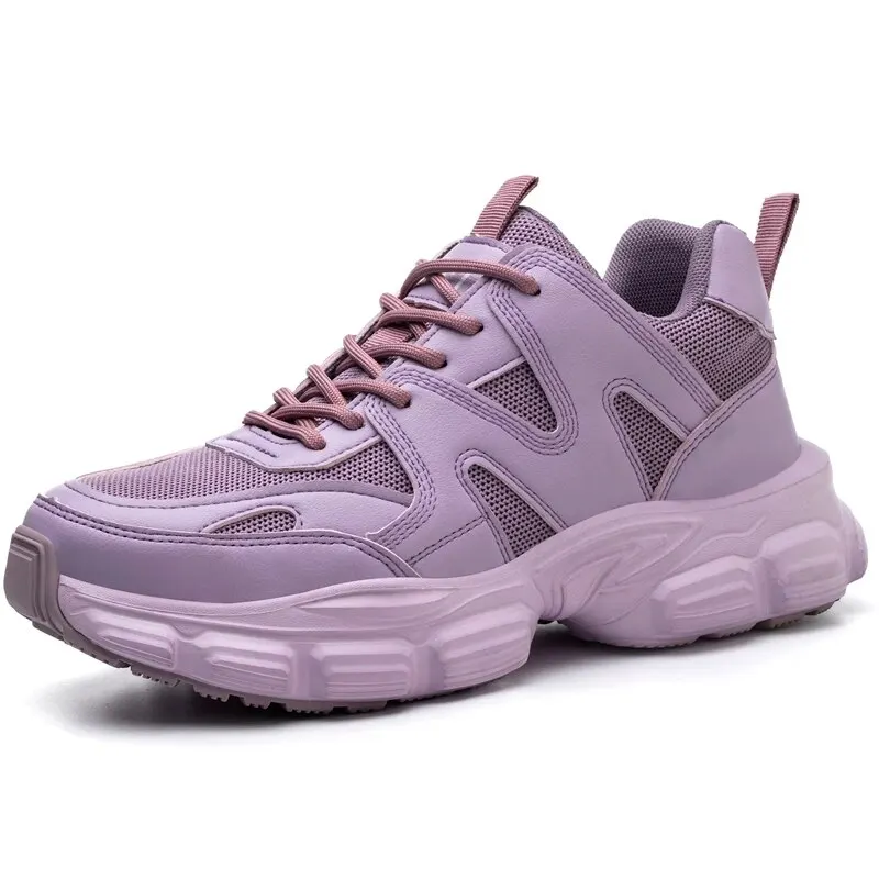 Purple Women Safety Shoes Anti-smash Anti-puncture Work Shoes Breathable Lightweight Work Sneakers Indestructible Shoes Boots