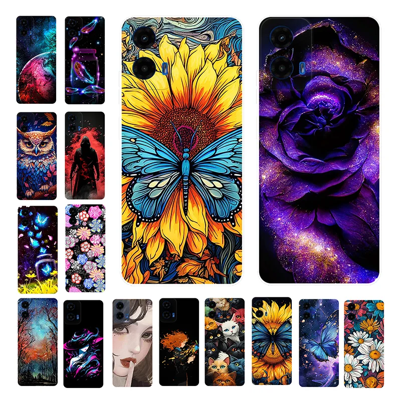 For Moto G45 Case Flower Butterfly Painted Cover Soft Silicone Case for Motorola Moto G45 5G G 45 MotoG45 Phone Shells