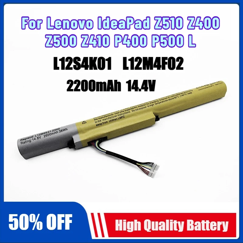 Batería para Portátil de 14.4V 48Wh L12S4K01 para Lenovo IdeaPad Z510 Z400 Z500 Z410 P400 P500 L12S4K01 L12M4F02