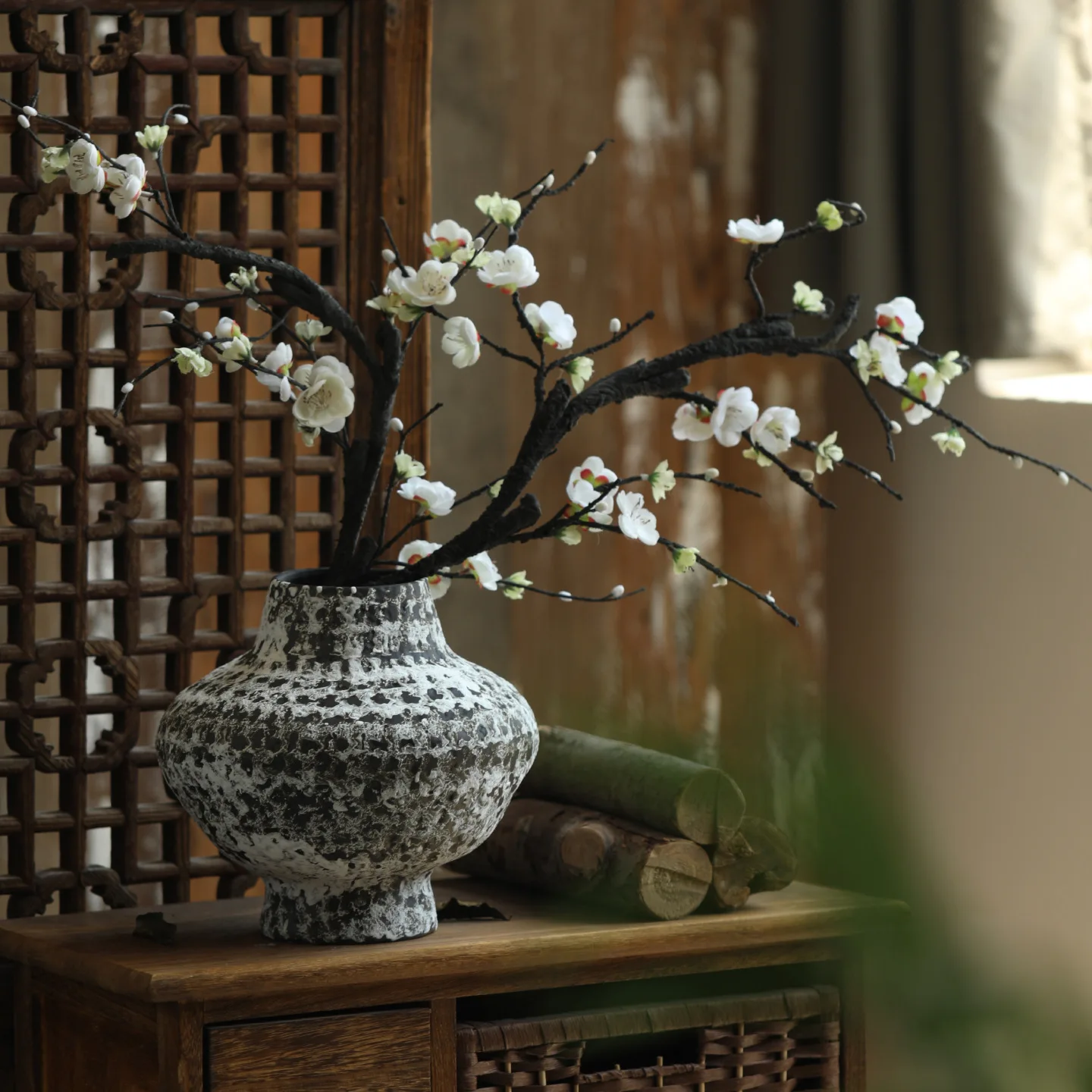 For Rustic Ceramic Vase, New Chinese Zen Style Pottery for Home, Hotel & Homestay Decor