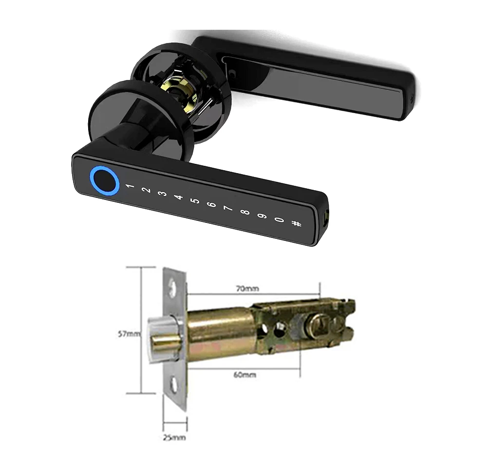 STLF 투야 생체인식 지문 비밀번호 전자 핸들 도어락 침실 가정용 목재 스마트 도어락 스마트락