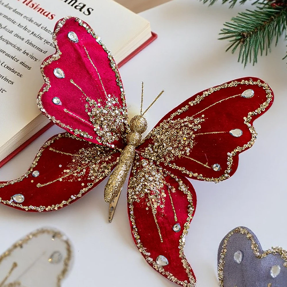 

1pc Simulated Butterfly Decoration Red Butterfly Wall Living Room Window Halloween Home Decor Wedding Party Christmas Pendants