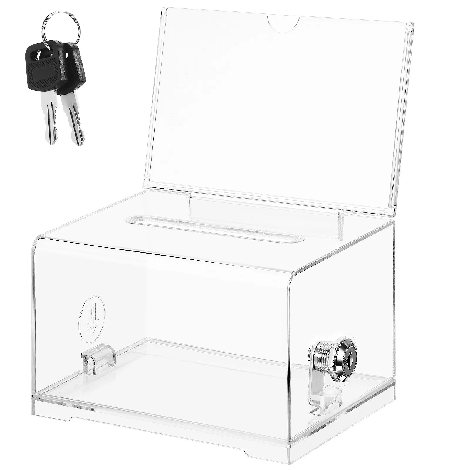

Lockable Clear Acrylic Suggestion Box for Donation Voting Raffle Tickets Fundraising Charity Office Feedback Collection