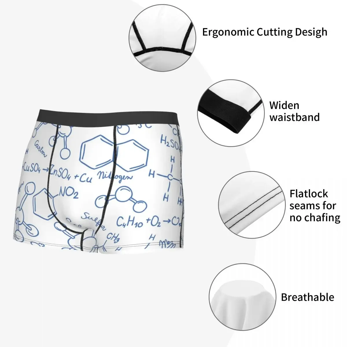 Benutzer definierte Wissenschaft Chemie Muster Unterwäsche Männer Stretch Biologie Boxer Slips Shorts Höschen weiche Unterhose für Männer