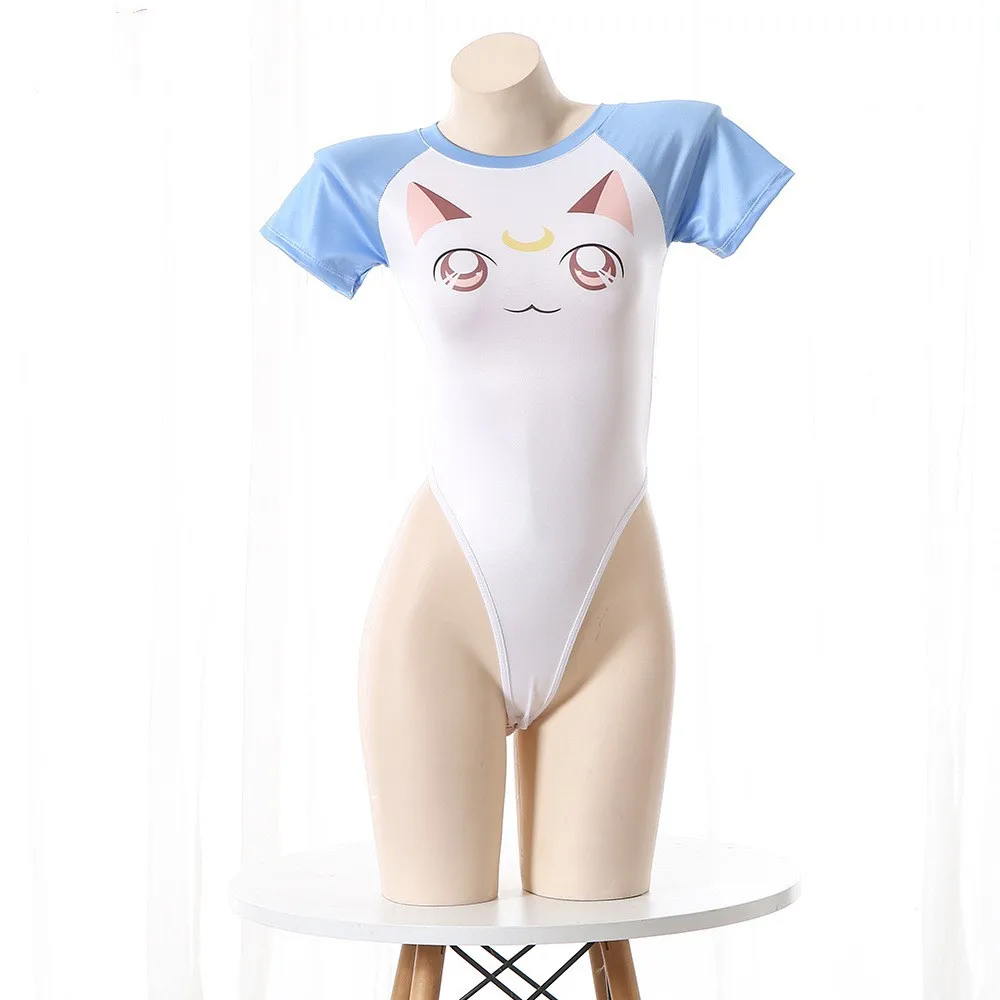 Summer Beach Women Cartoon One-Piece Swimwear Cosplay Cute Anime Girl Pool Party Student Bodysuit Swimsuit Uniform Costume