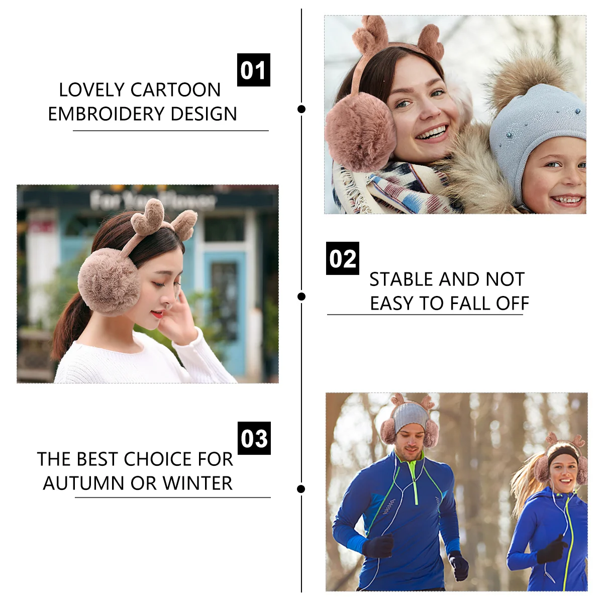 قرون الرنة الشتاء تدفئة الأذن طوي غطاء للأذنين الناعمة للنساء في الهواء الطلق التزلج المشي لمسافات طويلة أنشطة الثلوج قرن الوعل عقال