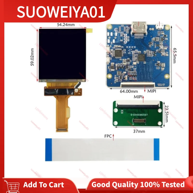 2.9 inch 2K 1440*1440 IPS 120hz LCD Screen Display Panel LS029B3SX02 LS029B3SX04 HDMI DP MIPI Controller Board For VR AR