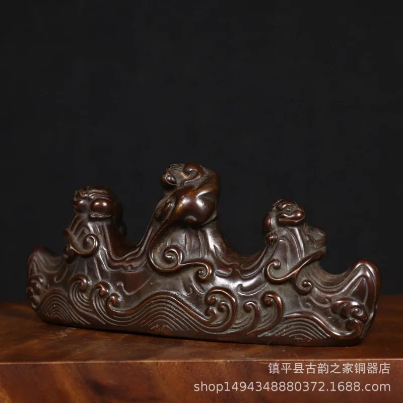 

Подставка для ручек из чистой меди, украшение для офиса, гостиной, магазина, настольный декор, четыре сокровища учёбы, подарок ручной работы