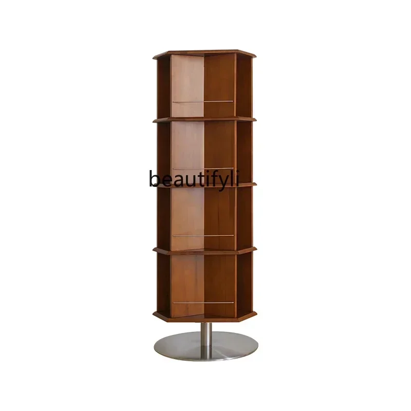 TTT Retro solid wood floor corner household living room bookshelf medieval bookcase shelf