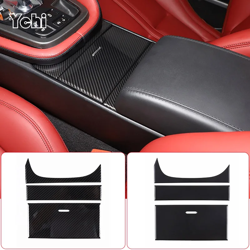 

ABS Carbon Fiber/Matte black Center Console Storage Box Panel Cover Trims Sticker For Jaguar F-TYPE 2013-2024 Car Accessories