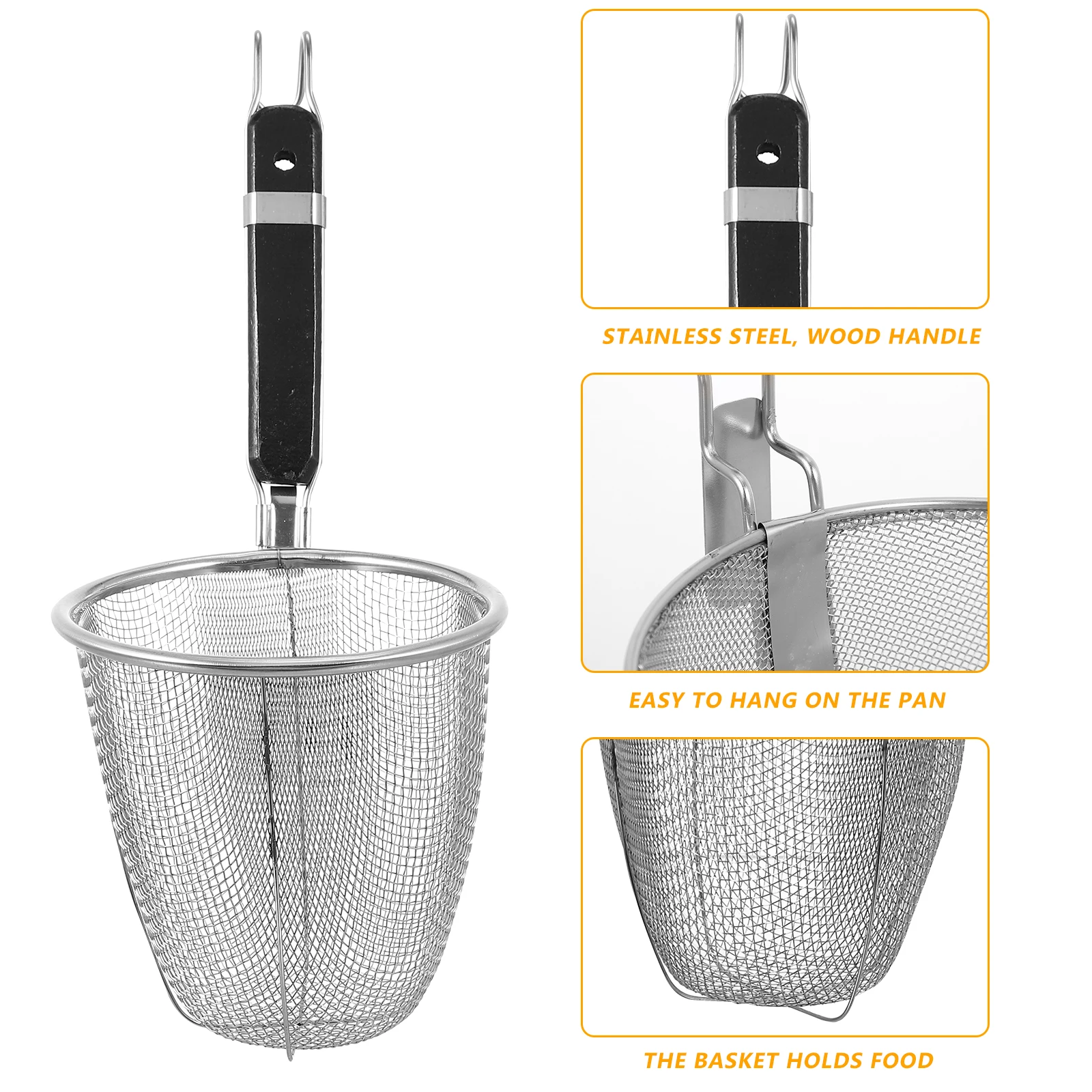 

1pc Stainless Steel Noodle Strainer Spoon Mesh Spoon Pasta Colander Basket Long Handle Lightweight Kitchen Bar Tools