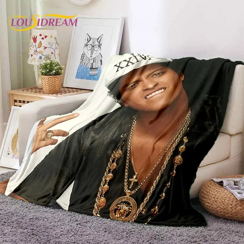 Bruno Mars 3D Singer Star Soft Flannel Blanket for Beds Bedroom Sofa Picnic,Throw Blanket for Cover Outdoors Leisure Nap Gift