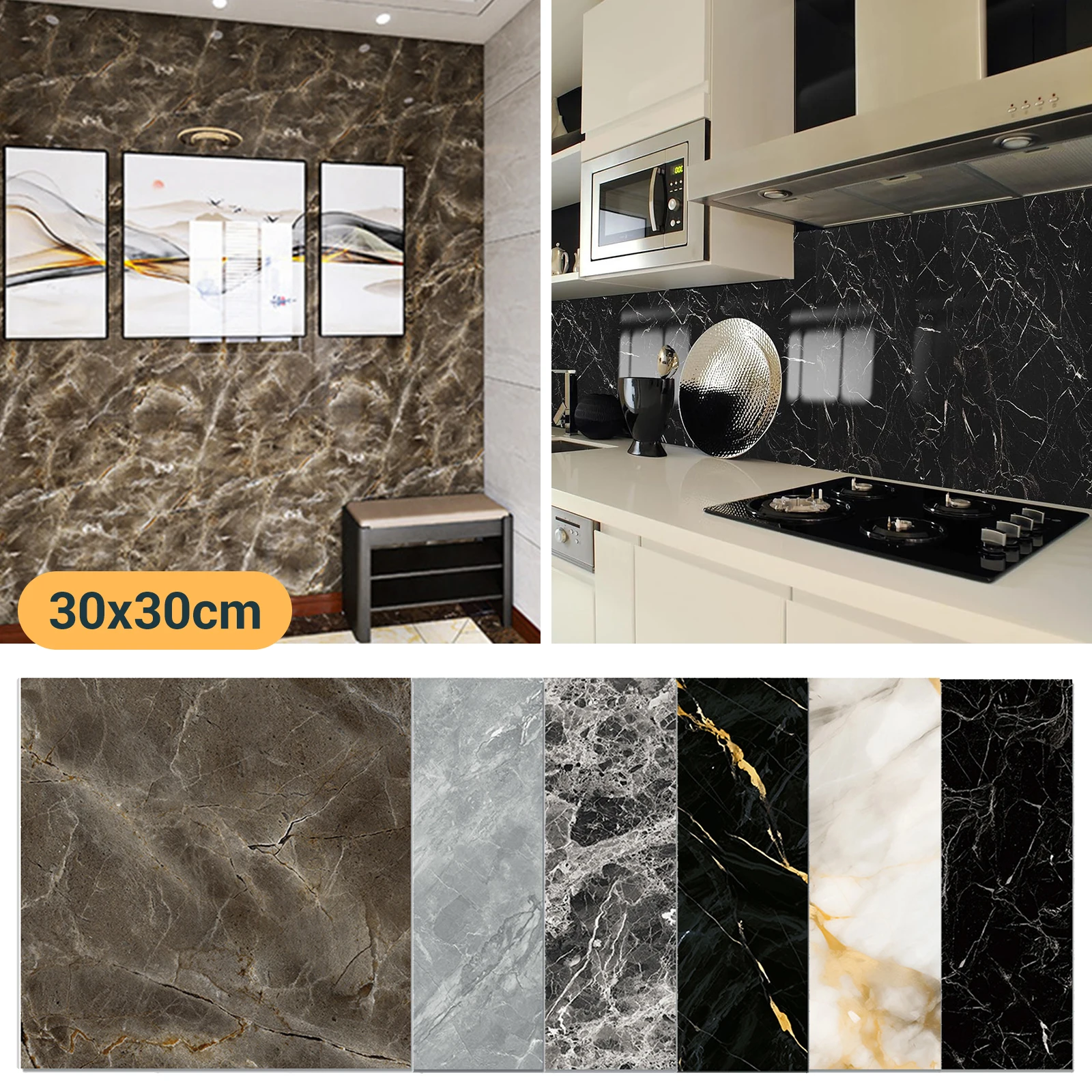 

30 * 30 Modern Style PVC Tile Stickers Waterproof Antifouling Self Adhesive Kitchen Bathroom Floor Art Wall Decor Decals