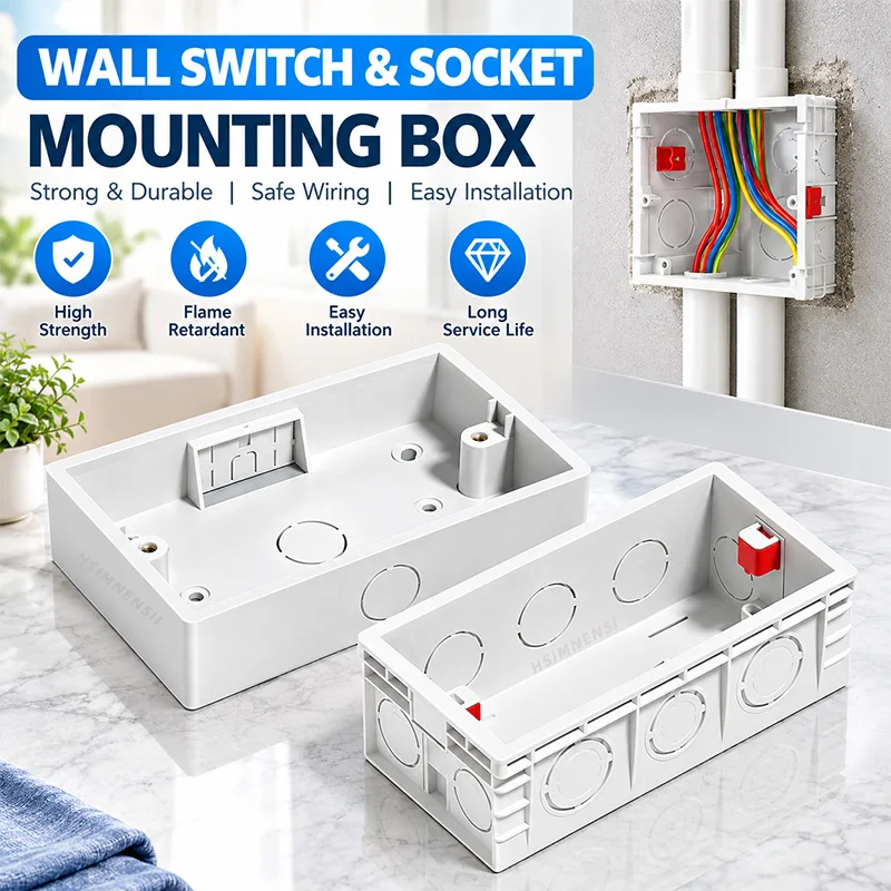 146*86mm Surface Mounting Box PVC Wall Switch Socket Junction Box 146 Type External Wiring Box for UK EU Standard Switch Socket