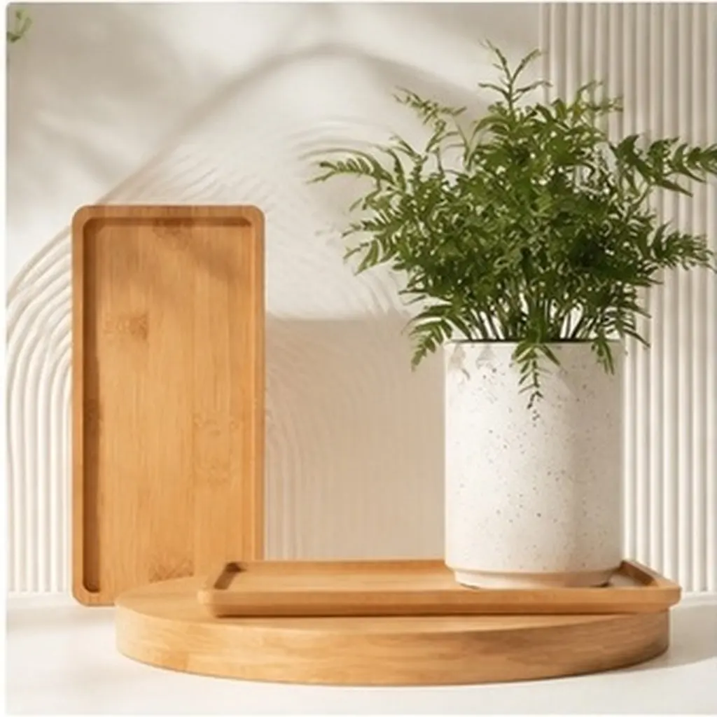3Pcs Bamboo Flowerpot Trays Decorative Plant Bases Stable Potted Plant Holders for Indoor Centerpieces Succulent Pot
