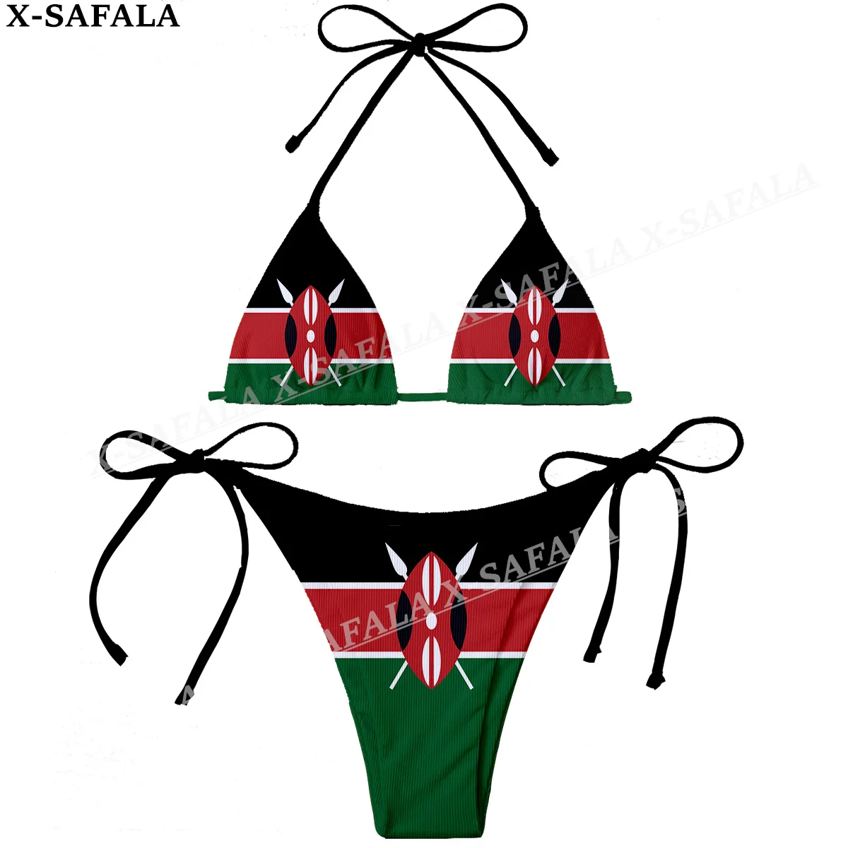 

Kenya Country Flag 3D Print Women Micro Sexy Bikini Bra Set Summer Beachwear Sexy Beach Two Pieces Bathing Suits Swimwear