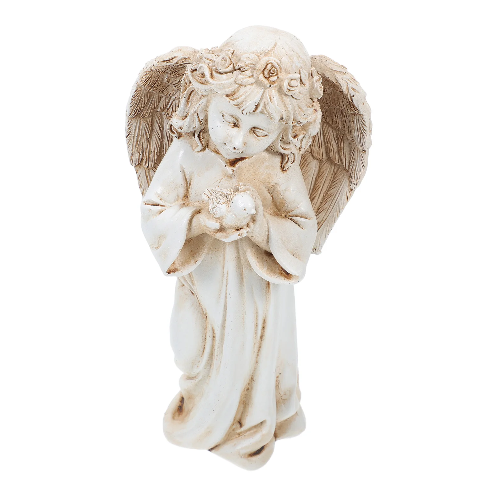 

Angel Sculpture Vintage Home Decor Resin Figurine Outdoor Garden Statue Winged Guardian Classic Modeling Yard Art