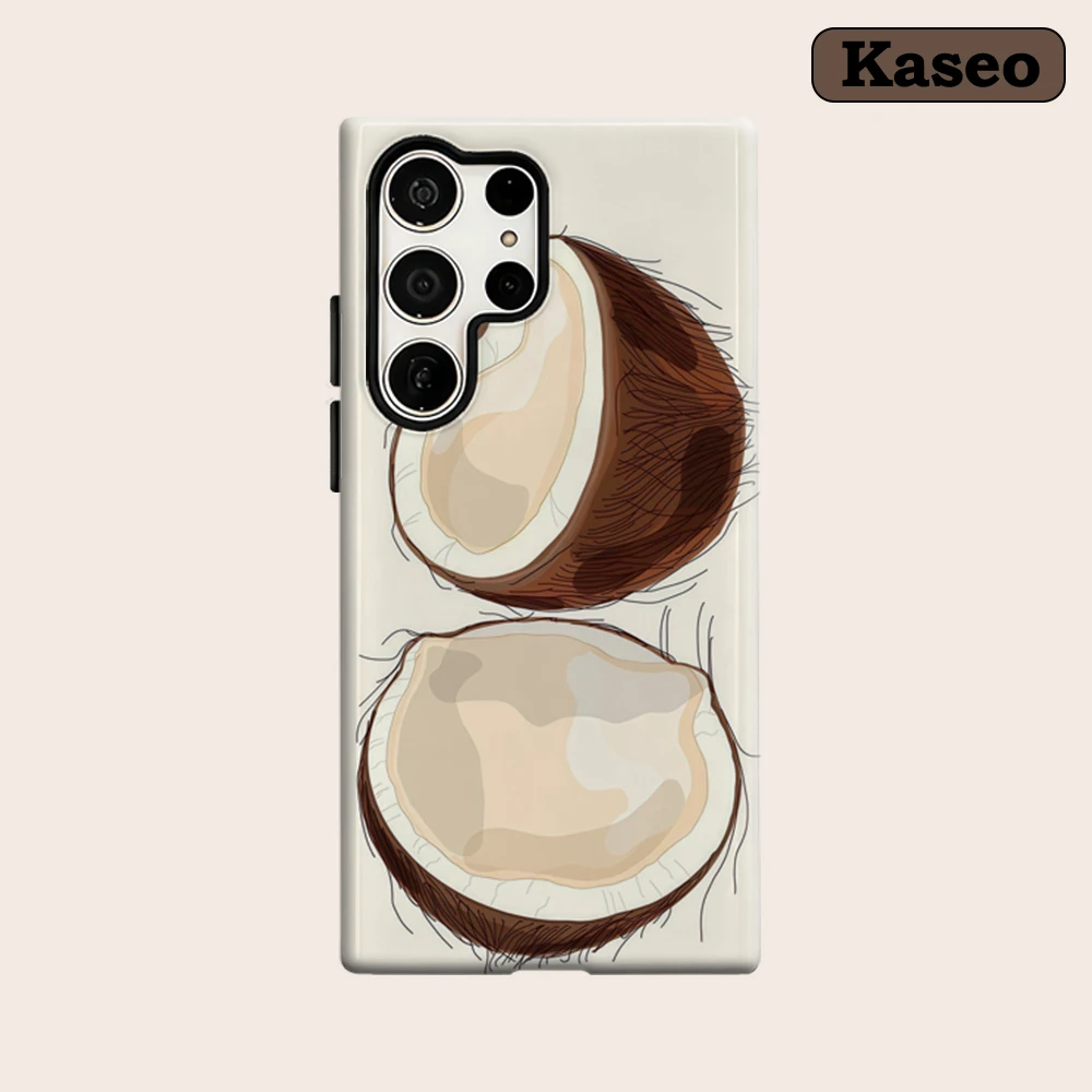 Kaseo Phone Case for Samsung Galaxy S26 S25 Ultra S24 S23 Ultra Plus Shockproof Double Layer Tropical Coconut Slice Charm Cover