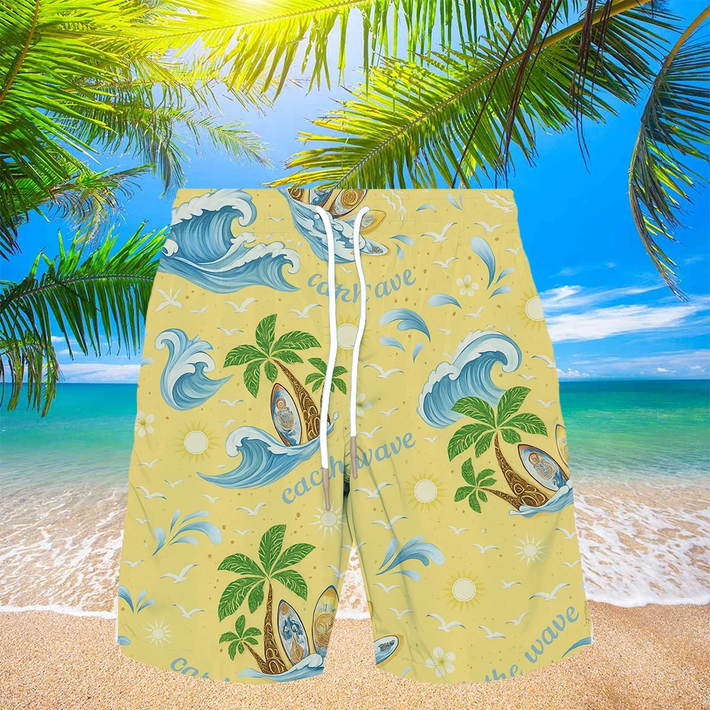 Men's Hawaiian Seaside Holiday Beach Shorts Fashion Flower Graphic 3D Print Board Short Summer Thin Quick-dry Swimming Trunks