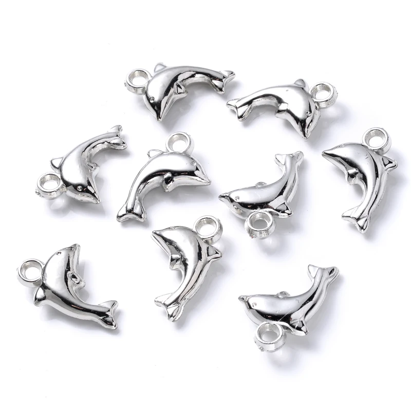 50Pcs Cute Plated Plastic Dolphin Starfish Elephant Animal Shaped Acrylic Ccb Pendant Charms for Jewelry Making Accessories