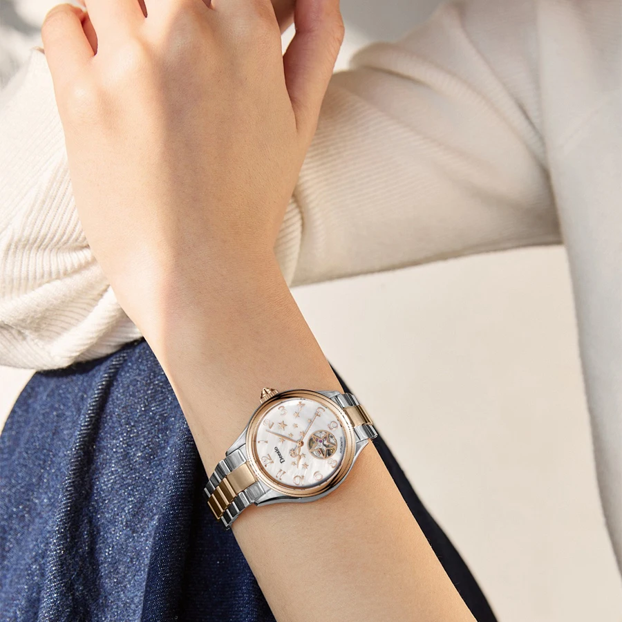 Deesio E8001B Star Design Automatic Watch Women Top Band Luxury Mechanical Watches Ladies Hollow Fashion Wristwatch Clock Gifts