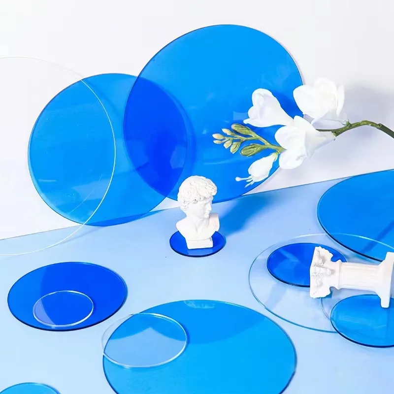 Round Acrylic Sheet 8-20cm Shooting Decoration Props Colored Plexiglass Version Display Base Home Decoration Red Yellow Blue