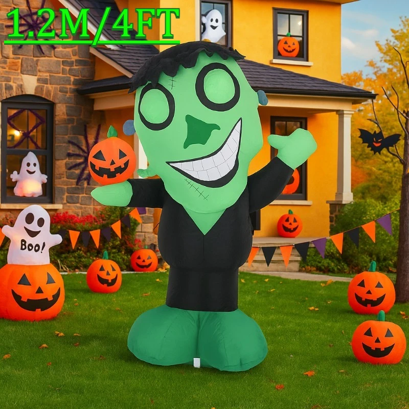 

4FT Holiday Lighting Halloween Green Headed Ghosts Built-in LED Light Decorations Courtyard Yard Indoor Holiday Outdoor Decor