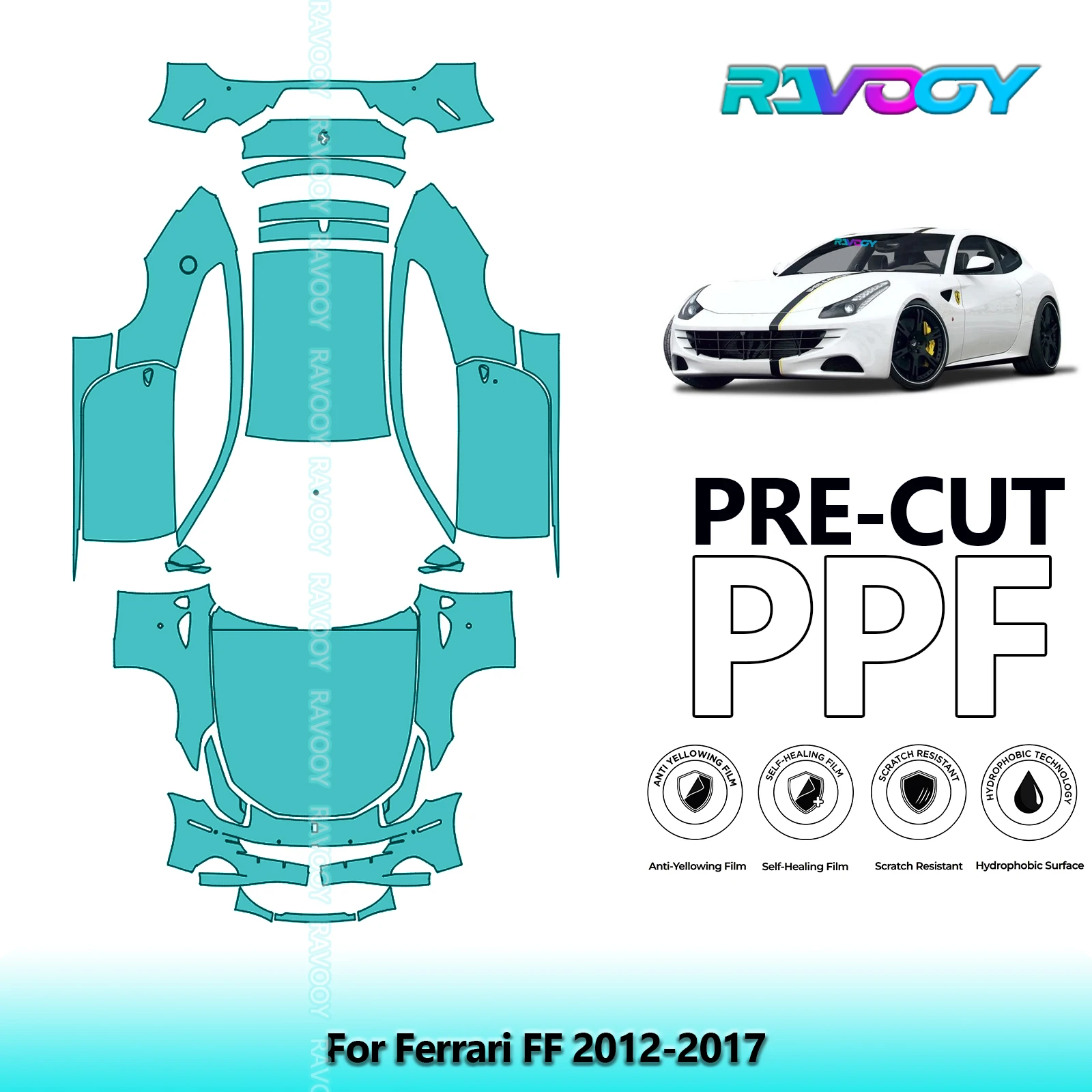 

Автомобильная предварительно вырезанная защитная пленка для краски PPF, полный автомобиль для Ferrari FF 2012-2017
