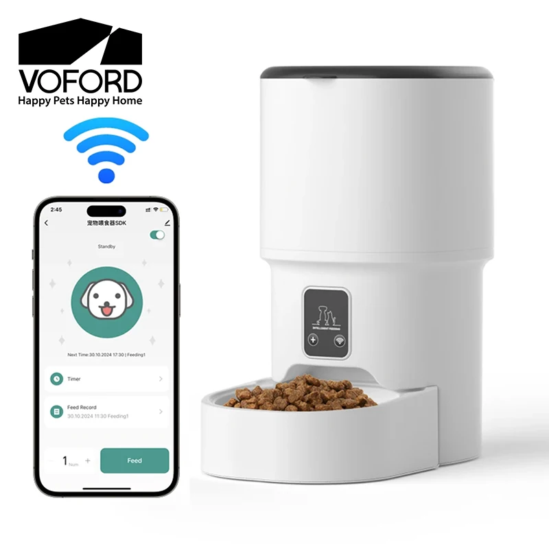 

Умная кормушка для домашних животных Wi-Fi 4 л, автоматический дозатор корма для кошек с управлением через приложение, программируемая кормушка с таймером для нескольких еды