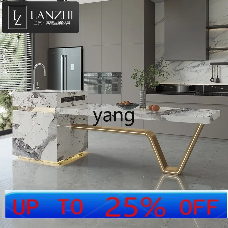 

Lmm rock slab island dining table integrated household open kitchen guide table