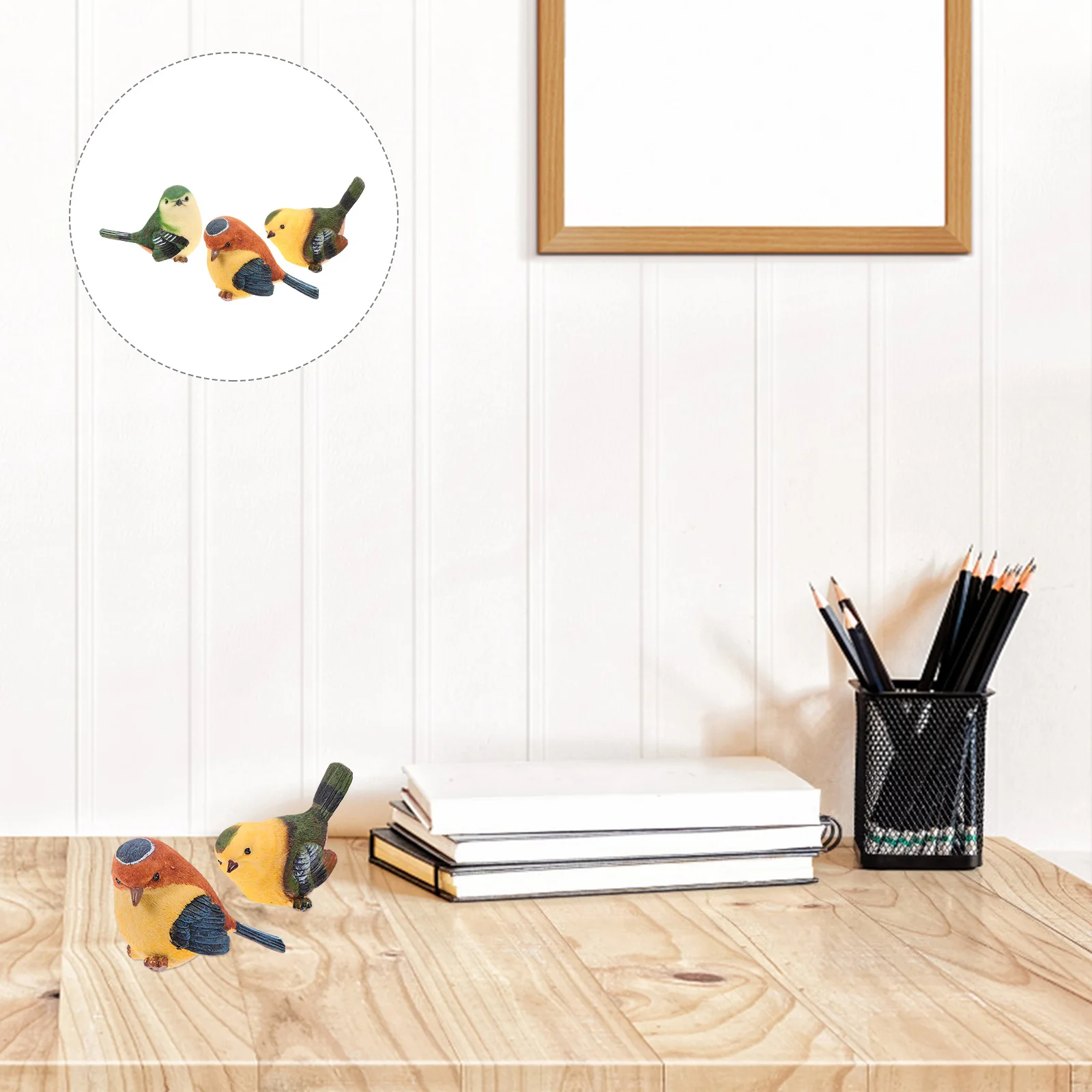 

3Pcs Small Bird Resin Crafts Bonsai Decorations Colorful Desktop Bird Decors Garden Decorative Resin Birds Lifelike