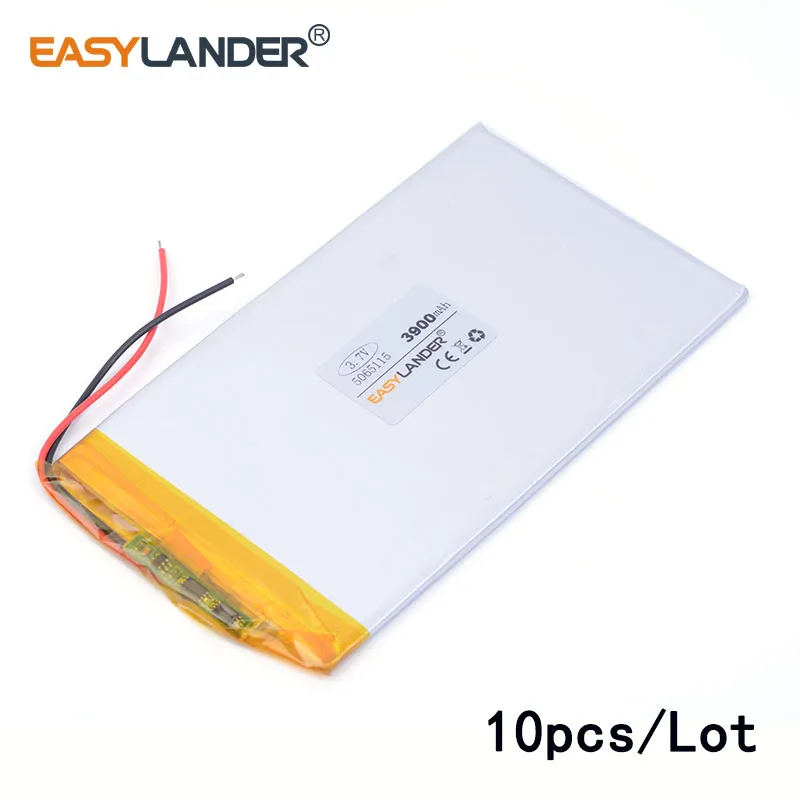 

10pcs/Lot 3.7V 5065115 3900mAh lithium Li ion polymer rechargeable battery For GPS ipod PSP Tablet PC Mobiles Backup Power