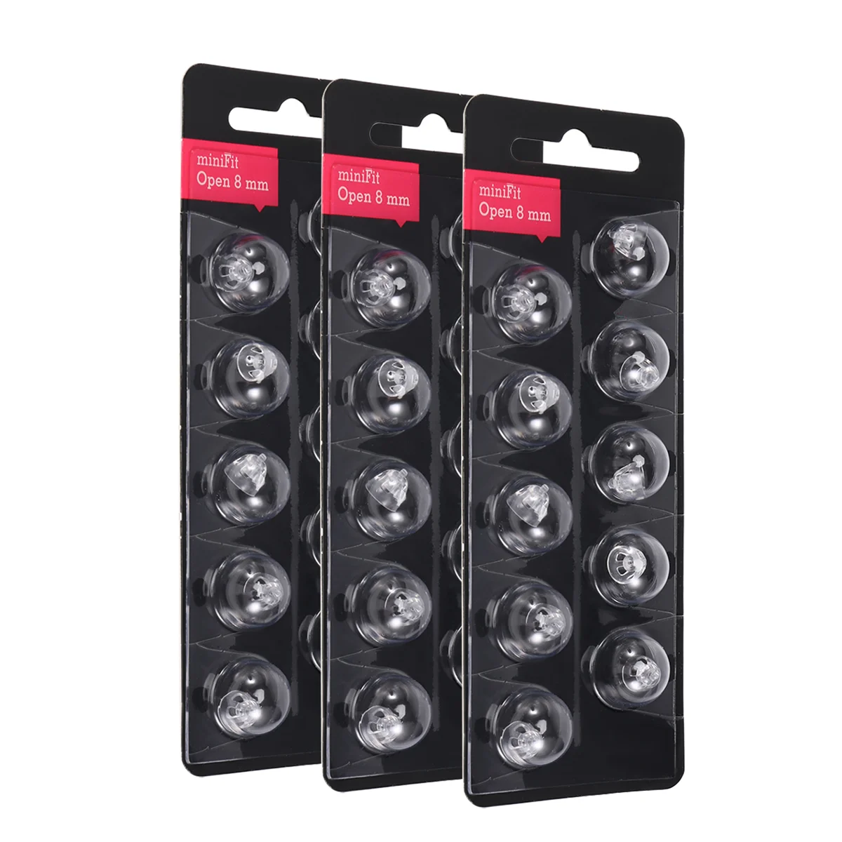 Neue Hörgerätekuppel für Oticon Minifit Bass 8 mm offen (3er-Pack), Oticon Hörgerätezubehör Universalkuppel