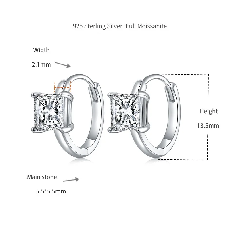 Apaison Women 100% 925 Sterling Silver 1 ct Moissanite Ear Studs Gold Plated Stud Earrings Bridal Gifts Wholesale