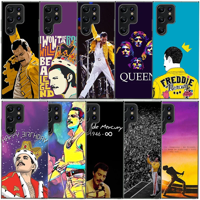 Rock Funky Freddie Mercury Queen Clear Phone Case For Samsung Galaxy S20 S21 S23 FE S22 Plus S24 Ultra S10 S10E S9 S8 Soft Back