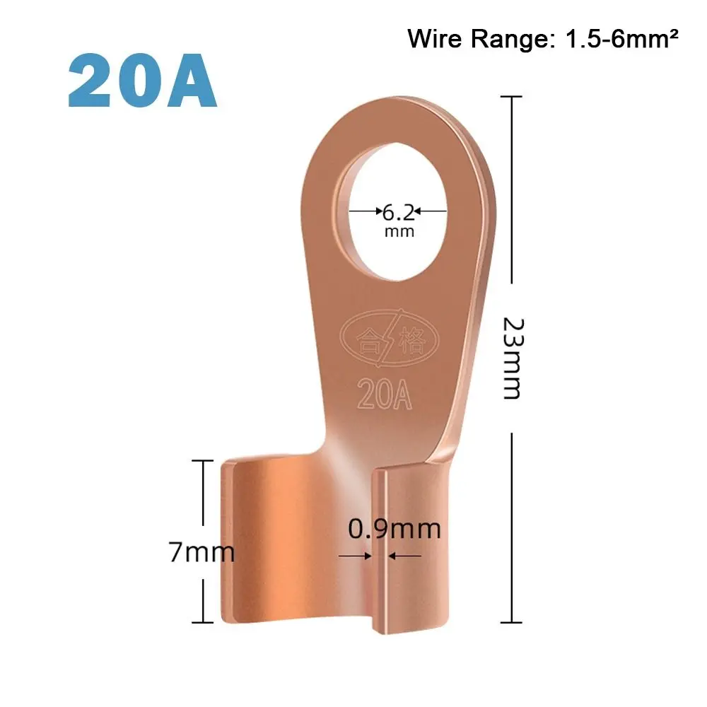 10pcs/pack OT Type OT Wire Nose Terminal Crimp 10A-80A Copper OT Cable Connector Kit Bolt Hole 1.5-16mm2 OT Lugs Ring Crimp