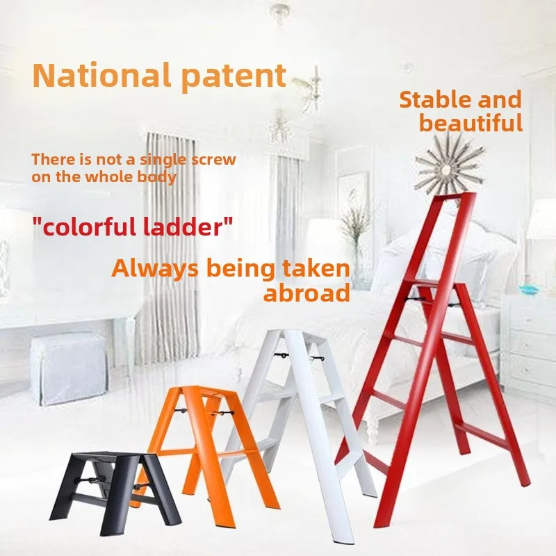 1.5M Aluminum Alloy Herringbone Step Ladder, Portable Indoor Folding Mini Ladder Stool for Household Use