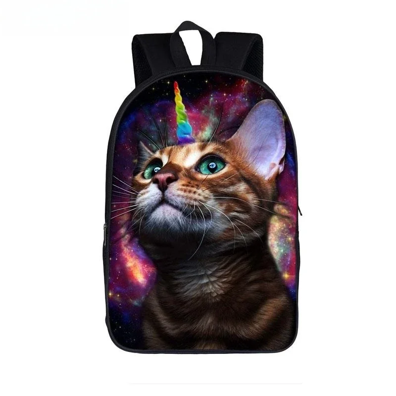 Engraçado espaço gato mochila animal laser gato kitty daypack crianças sacos de escola para adolescentes meninas mochilas escolares crianças saco de livro